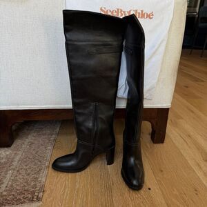 See By Chloe Annia Elegant Black Over the Knee Boots NWOT Dust Bag Sz 39